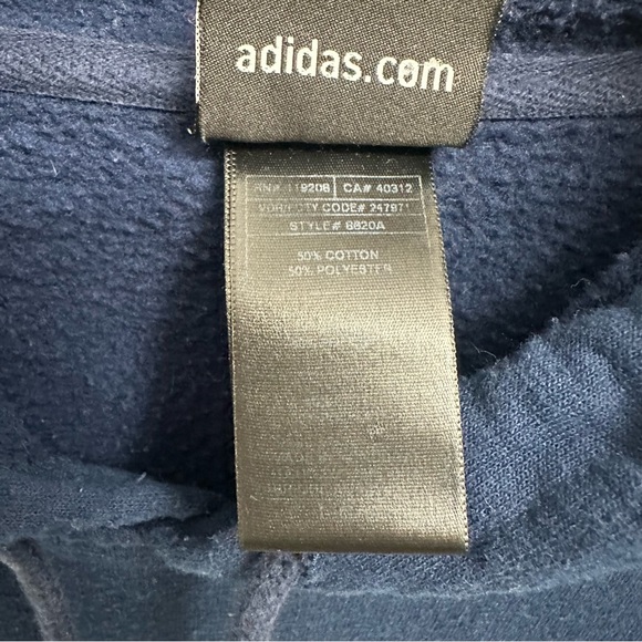 Adidas 3 Stripe Notre Dame Men’s Navy Embroidered Hooded Sweatshirt Size Large - Picture 6 of 8